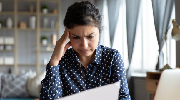 Woman confused by information 