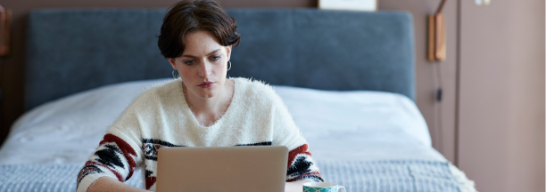 Woman works from home